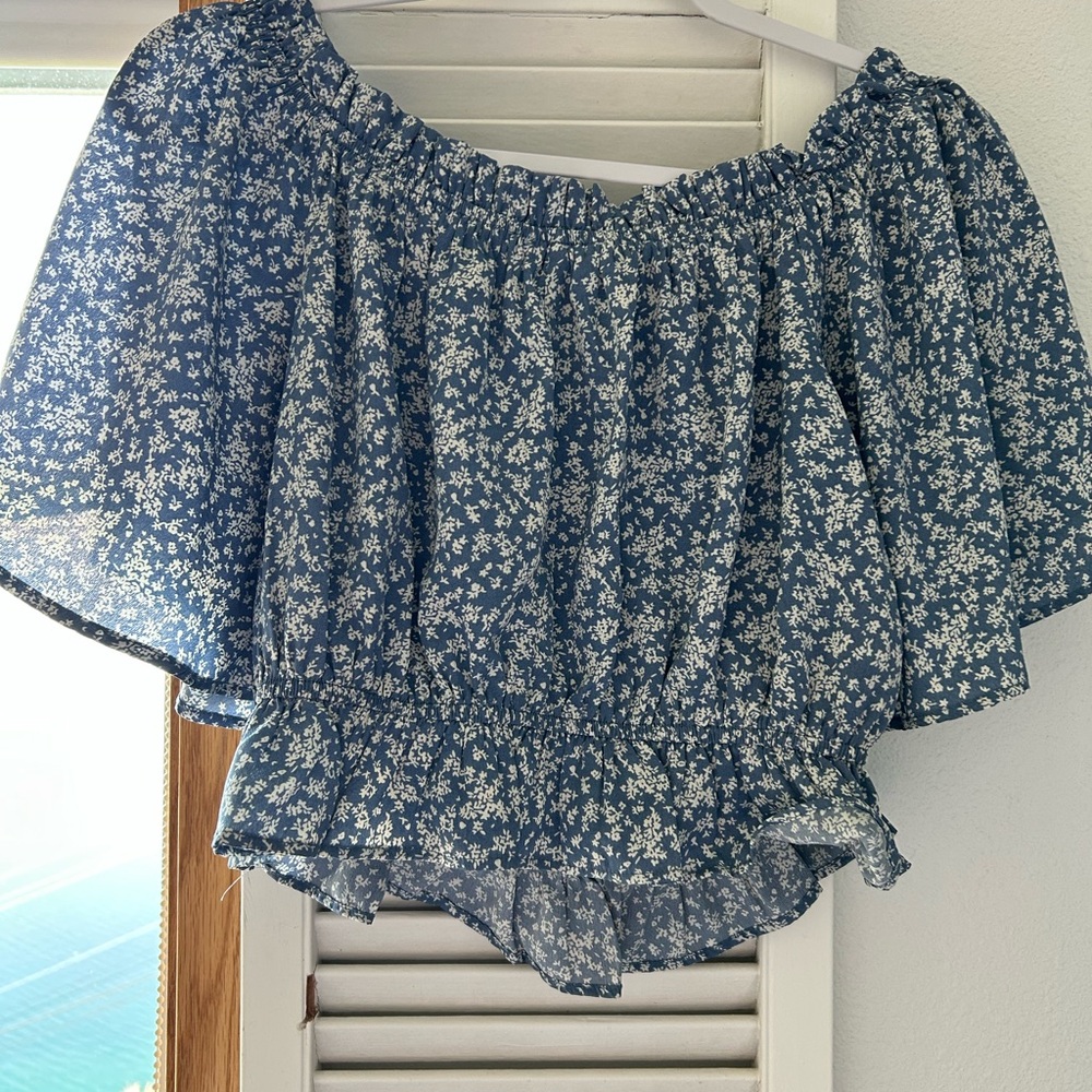 She + Sky Blue Floral Blouse